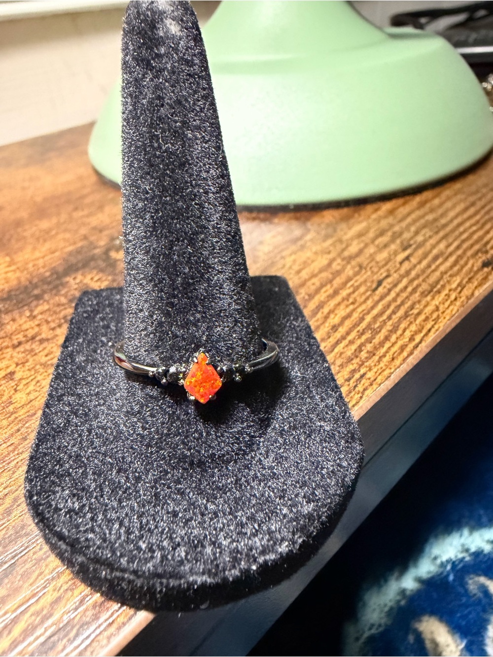 Sterling Silver Ring with Orange Opal Like Accent